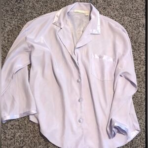 Victoria's Secret Lavender Satin Button-Up Long Sleeve Sleep Shirt‎